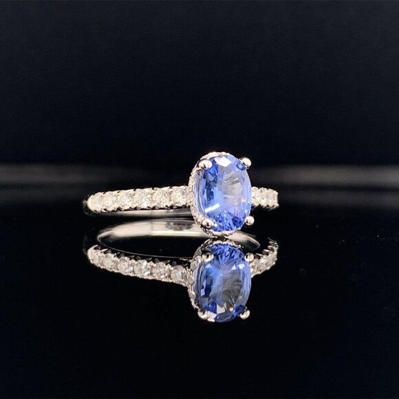 Diamond Sapphire Ring 18k Gold Women 1.725 TCW Certified $3990 913137 - Picture 5 of 16